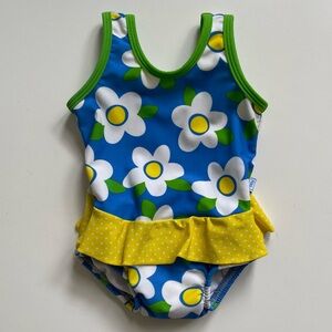 i Play Girl’s Eco Floral Swimsuit w/ Built-in Reusable Absorbent Swim Diaper -6M